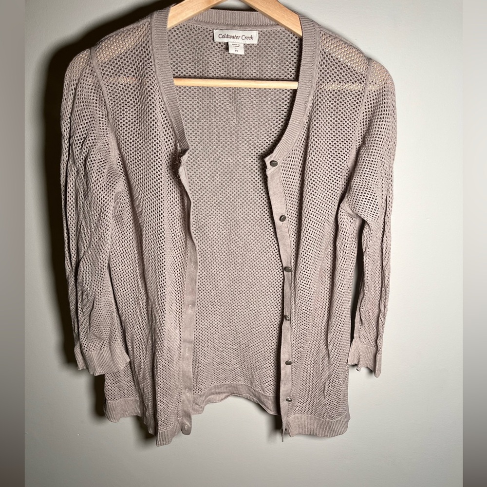 Women's Cold water Creek Cardigan Beige Sweater‎ Size Large